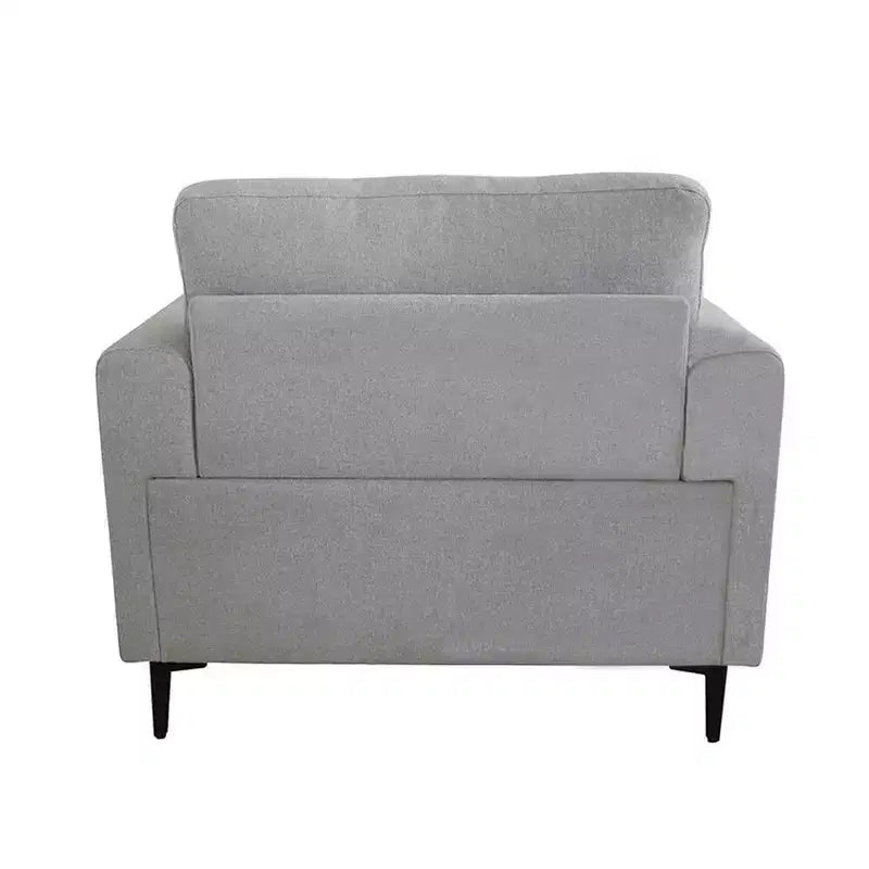 Poltrona Kyrene da 41" in lino grigio chiaro - Poltroncina imbottita con gambe in metallo