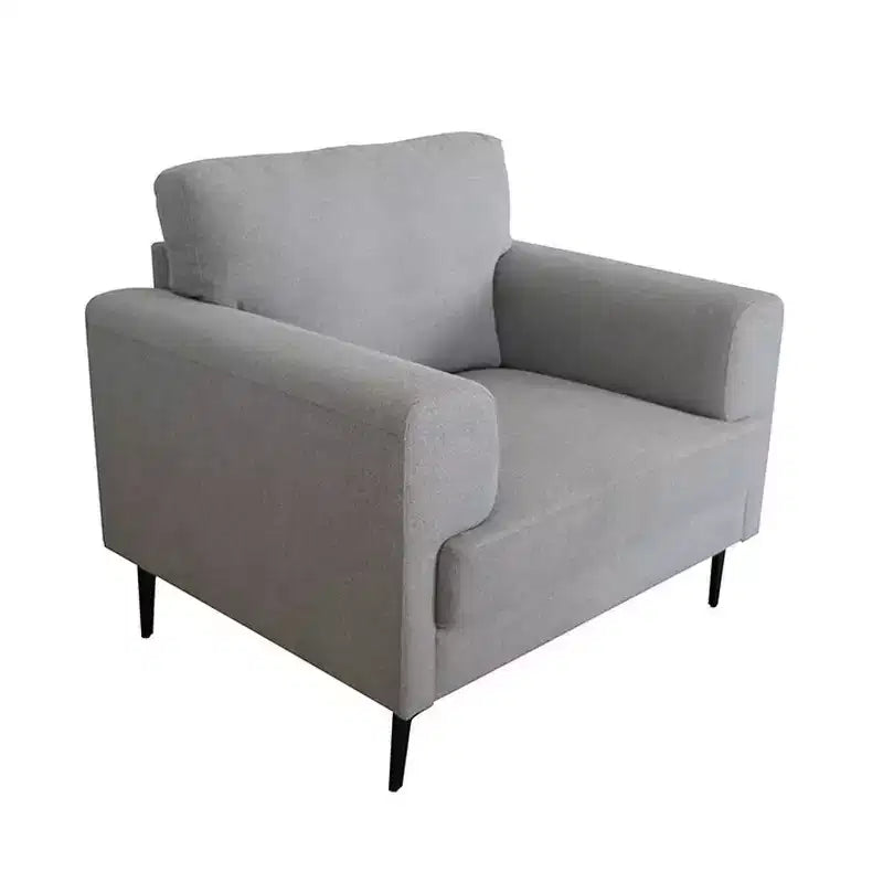 Poltrona Kyrene da 41" in lino grigio chiaro - Poltroncina imbottita con gambe in metallo
