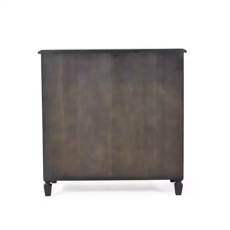 Cassettiera Newell in legno di acacia rustico e vimini a 3 cassetti grigio scuro: contenitore per camera da letto, ferramenta in metallo