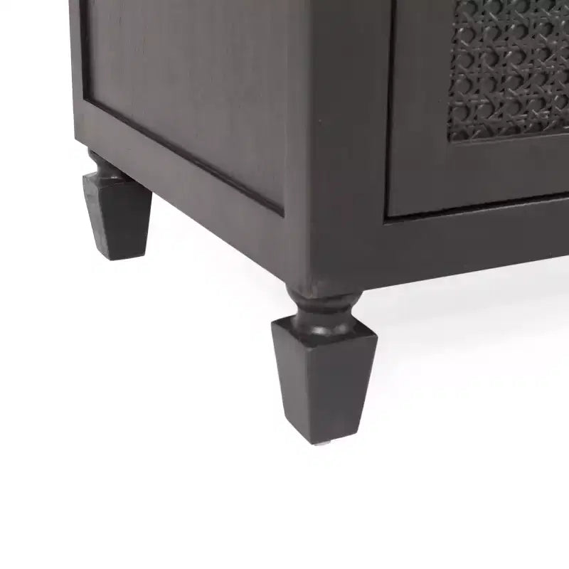 Cassettiera Newell in legno di acacia rustico e vimini a 3 cassetti grigio scuro: contenitore per camera da letto, ferramenta in metallo