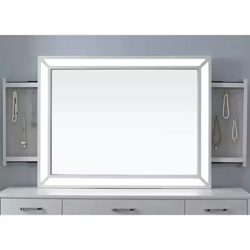 Specchio Contemporaneo Grayde con Luce Led e Spina USB Bianco Luminoso