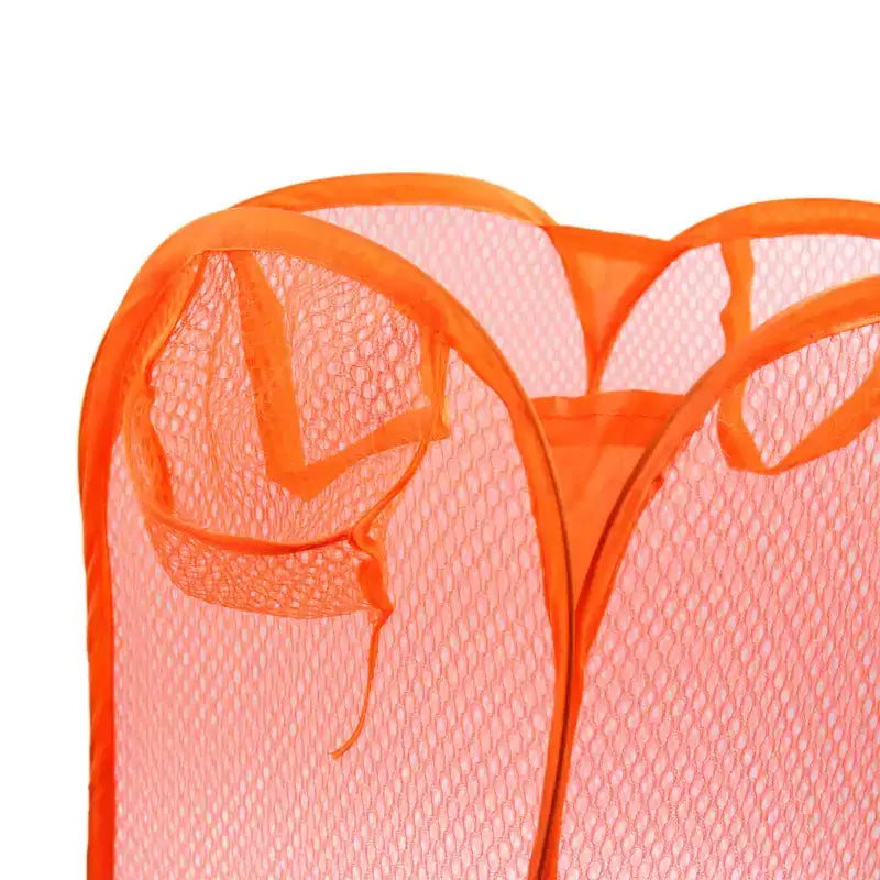 Cesto Porta Biancheria Pieghevole a Rete per Vestiti Sporchi, Organizzatore, Arancione 50 cm di Altezza
