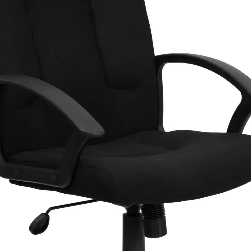 Sedia da ufficio direzionale girevole con schienale medio in tessuto e braccioli in nylon