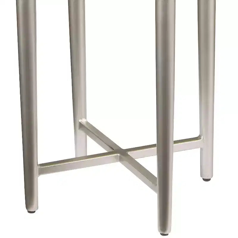 Tavolino moderno rotondo in ferro Hannibal 35 cm con piano in mosaico a spirale grigio argento per soggiorno, camera da letto, comodino, ingresso, ufficio
