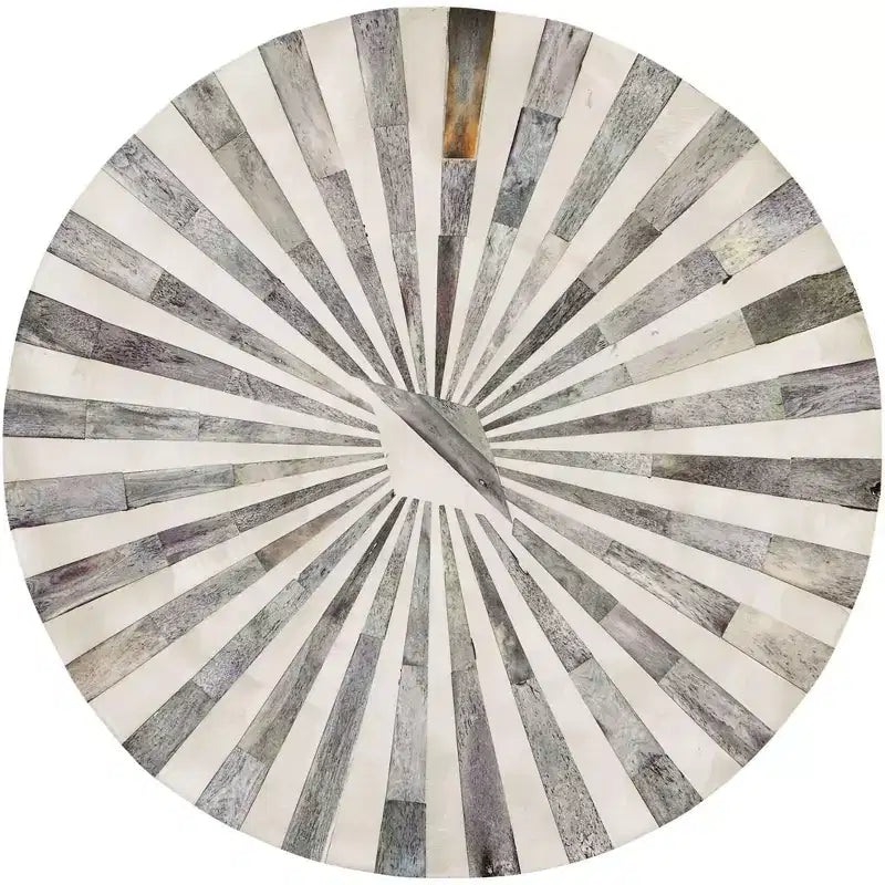 Tavolino moderno rotondo in ferro Hannibal 35 cm con piano in mosaico a spirale grigio argento per soggiorno, camera da letto, comodino, ingresso, ufficio