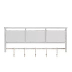 Scaffale da Parete in Legno Massello di Pino da 60 cm con Mensola Superiore, 5 Ganci e Cesti in Filo Metallico per Soggiorno, Cucina o Ingresso