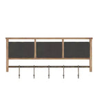 Scaffale da Parete in Legno Massello di Pino da 60 cm con Mensola Superiore, 5 Ganci e Cesti in Filo Metallico per Soggiorno, Cucina o Ingresso