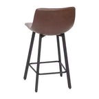 Set di Due Sgabelli da Bar Moderni Rivestiti da 61 cm, con Strutture in Metallo Opaco e Pattini in Plastica per Protezione Pavimento