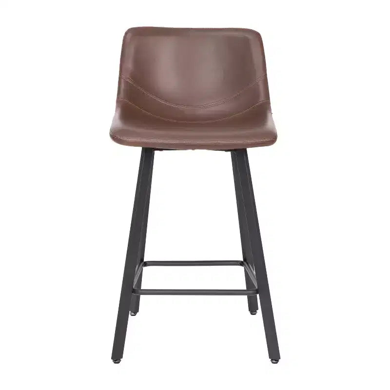 Set di Due Sgabelli da Bar Moderni Rivestiti da 61 cm, con Strutture in Metallo Opaco e Pattini in Plastica per Protezione Pavimento