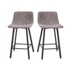 Set di Due Sgabelli da Bar Moderni Rivestiti da 61 cm, con Strutture in Metallo Opaco e Pattini in Plastica per Protezione Pavimento