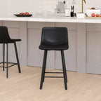 Set di Due Sgabelli da Bar Moderni Rivestiti da 61 cm, con Strutture in Metallo Opaco e Pattini in Plastica per Protezione Pavimento