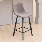 Set di Due Sgabelli da Bar Moderni Rivestiti da 61 cm, con Strutture in Metallo Opaco e Pattini in Plastica per Protezione Pavimento