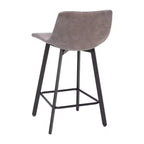 Set di Due Sgabelli da Bar Moderni Rivestiti da 61 cm, con Strutture in Metallo Opaco e Pattini in Plastica per Protezione Pavimento