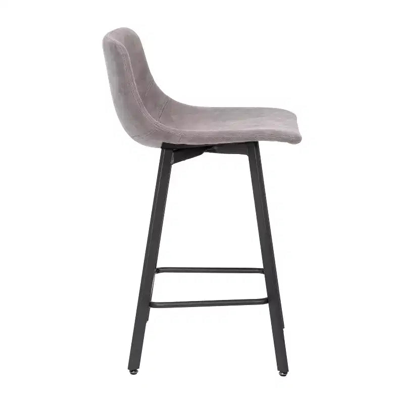 Set di Due Sgabelli da Bar Moderni Rivestiti da 61 cm, con Strutture in Metallo Opaco e Pattini in Plastica per Protezione Pavimento
