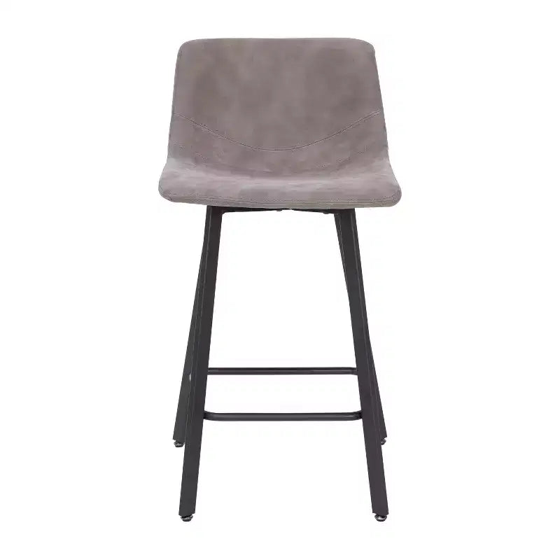 Set di Due Sgabelli da Bar Moderni Rivestiti da 61 cm, con Strutture in Metallo Opaco e Pattini in Plastica per Protezione Pavimento