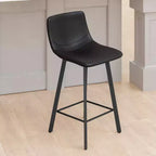 Set di Due Sgabelli da Bar Moderni Rivestiti da 61 cm, con Strutture in Metallo Opaco e Pattini in Plastica per Protezione Pavimento