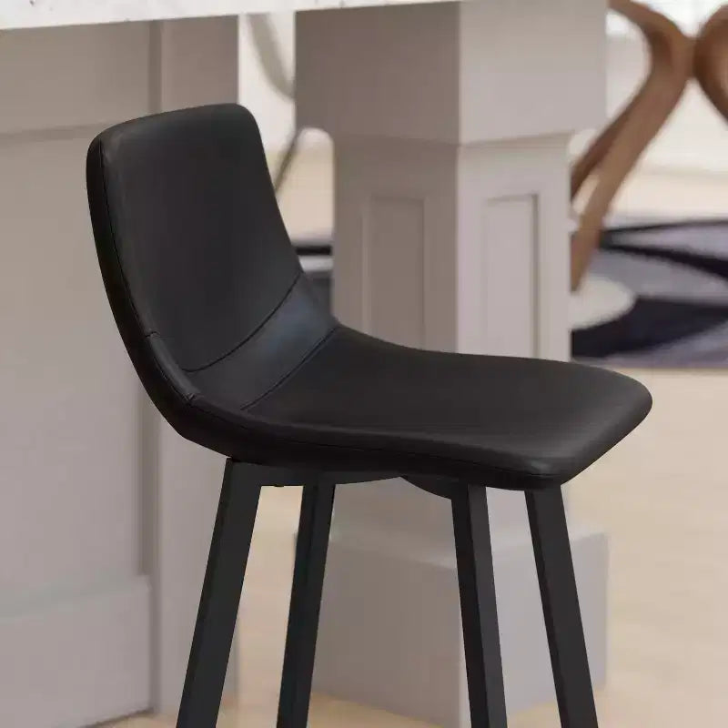 Set di Due Sgabelli da Bar Moderni Rivestiti da 61 cm, con Strutture in Metallo Opaco e Pattini in Plastica per Protezione Pavimento