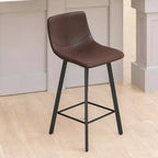 Set di Due Sgabelli da Bar Moderni Rivestiti da 61 cm, con Strutture in Metallo Opaco e Pattini in Plastica per Protezione Pavimento