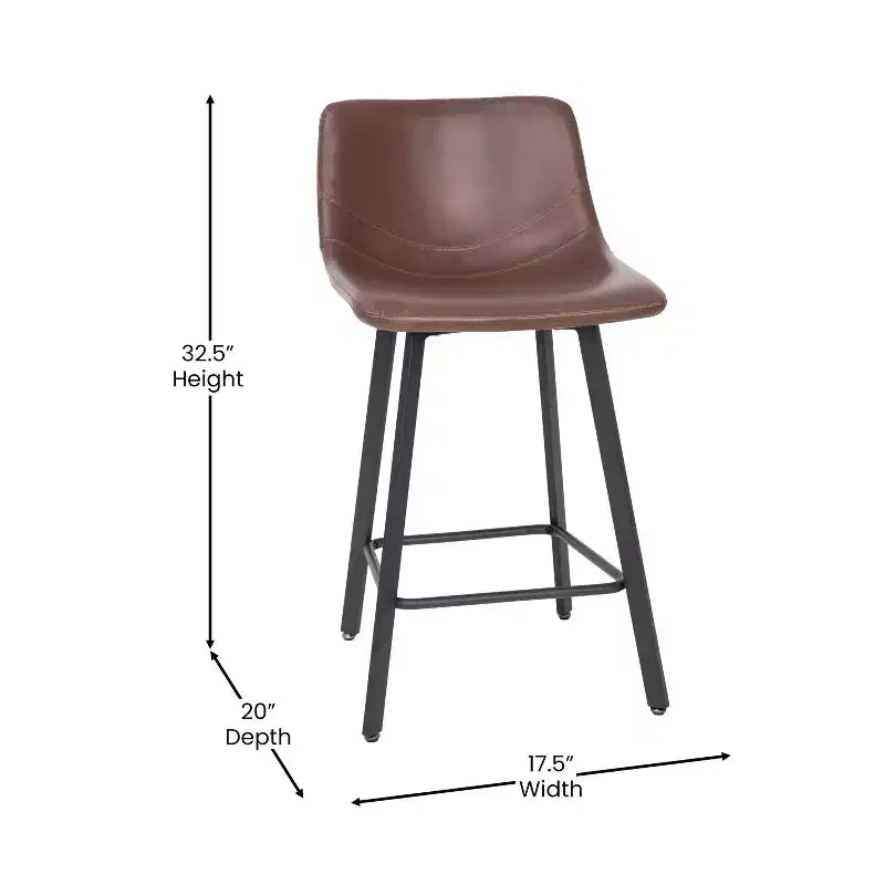 Set di Due Sgabelli da Bar Moderni Rivestiti da 61 cm, con Strutture in Metallo Opaco e Pattini in Plastica per Protezione Pavimento