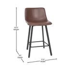 Set di Due Sgabelli da Bar Moderni Rivestiti da 61 cm, con Strutture in Metallo Opaco e Pattini in Plastica per Protezione Pavimento