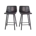 Set di Due Sgabelli da Bar Moderni Rivestiti da 61 cm, con Strutture in Metallo Opaco e Pattini in Plastica per Protezione Pavimento