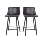 Set di Due Sgabelli da Bar Moderni Rivestiti da 61 cm, con Strutture in Metallo Opaco e Pattini in Plastica per Protezione Pavimento