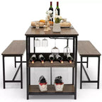 Set da pranzo 3 pezzi per 4 persone Tavolo da cucina e 2 panche con scaffale