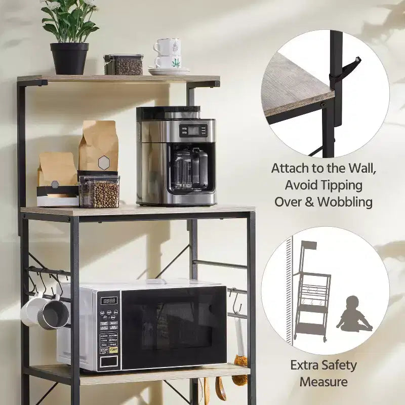 Scaffale da cucina per panettiere 50,5H con ganci laterali